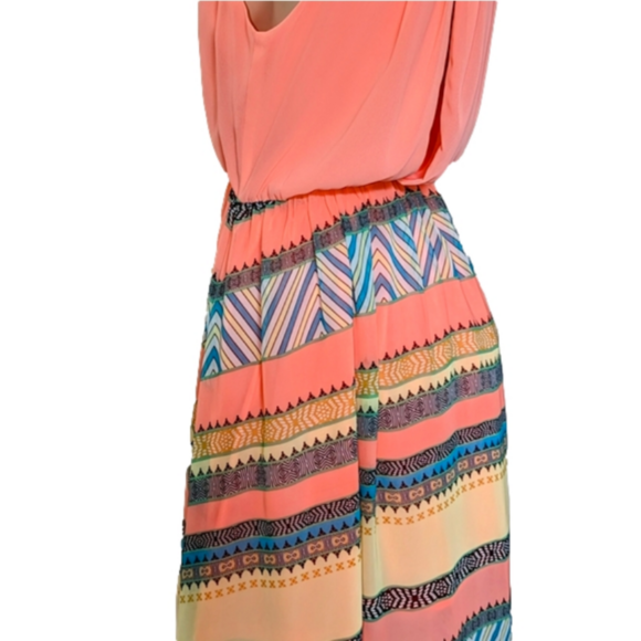 Flirty Fair Small Dress Bohemian lightweight Lined Tribal Print Boho Dresses - Picture 4 of 10